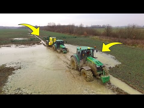 EXTREME FERTILIZERS 2020 ☆ Knee-Deep Water! ☆ Pulling on 2 Tractors