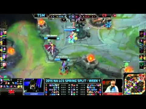 TSM Bjergsen Ahri VS C9 Hai Fizz Highlights   2015 NA LCS Spring W1D1