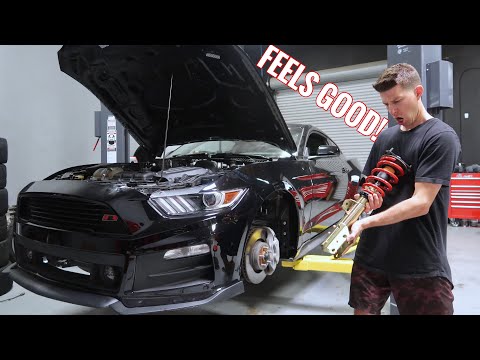Mustang GT gets LOW & STIFF! (Full Roush kit!)