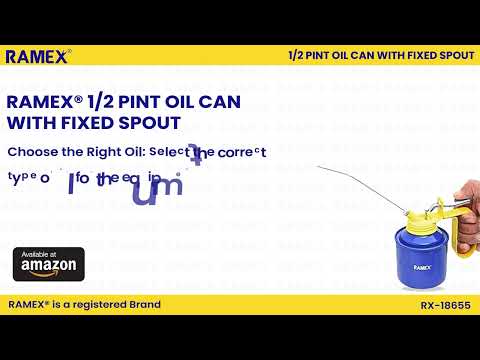 RAMEX Oil Can (1/2 Pint, Fixed Spout) | Easy Pump Lubrication Tool for Machines & Motors