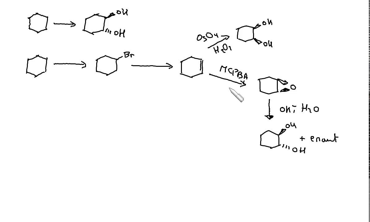 Problema Alquenos. Transformar ciclohexano en trans-1,2-ciclohexanodiol