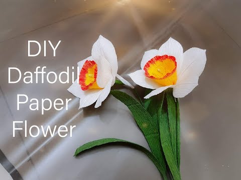 How To Make Daffodil Crepe Paper Flowers -Craft Tutorial - Làm Hoa Thủy Tiên Giấy Nhún