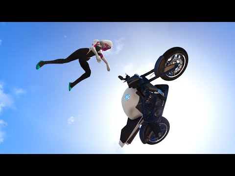 GTA Ragdolls Bike # Spider Man & Spider Gwen VS Venom [Game Camera View]