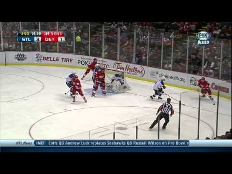 Blues 5 on 3 PK in 2nd St. Louis Blues vs Detroit Red Wings 1/20/14 NHL Hockey.