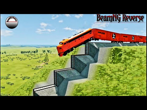 Trains vs Stairs Crashes Reverse#1 - BeamNG Drive