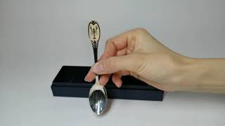 Серебряная чайная ложка с позолотой «Рак»