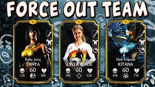 MKX Mobile. Incredible Undefeated Force Out Team! Red Cards All Around!