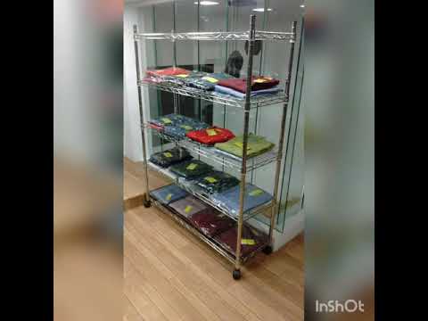 4 shelves stainless steel canteen storage rack, for supermar...