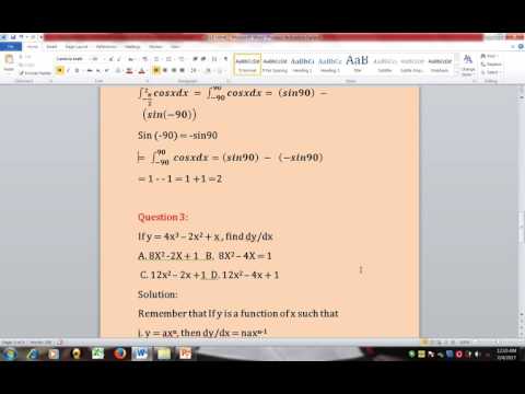 Solutions To Calculus Past Exam Question-JAMB`S UTME  MATHEMATICS  2016