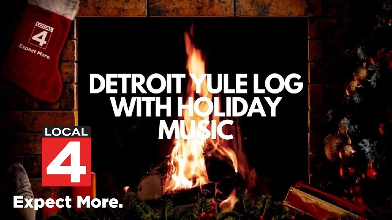 (12 HOURS) Christmas Fireplace Yule Log with Holiday Music From Detroit