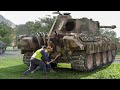 Starting Massive German Panther Tank By Hand - Tank Engine Start-up