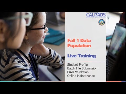 Fall 1 Data Population Training Online Maintenance Recorded Live