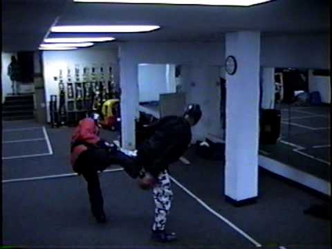 Tom sexton & larry tankson sparring at T.A.C karate chicago