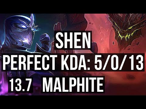 SHEN vs MALPHITE (TOP) | 5/0/13, 1.5M mastery, 300+ games | KR Diamond | 13.7