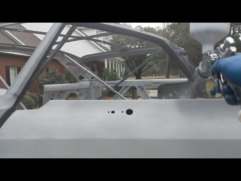 Spraying Epoxy Primer on Sand Blasted 1967 Nova