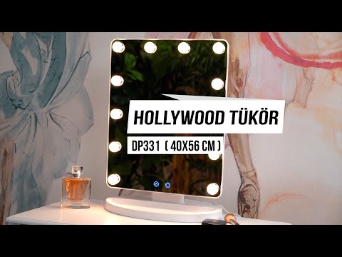 Hollywood tükör, sminkes tükör fehér 12x3W 40x56cm (DP331) - Videó