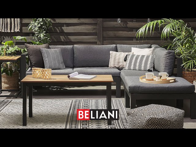 Video Teaser für BELIANI - 5 Seater Aluminium Garden Corner Sofa Set Grey MESSINA