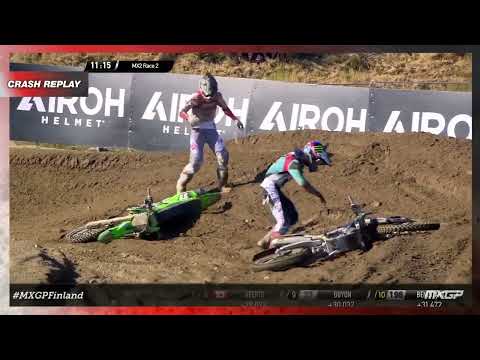 Geerts and Haarup crash | MX2 Race 2 | MXGP of Finland 2022 #MXGP #Motocross