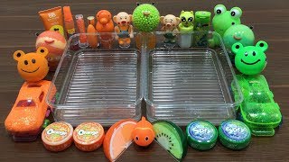 Mixing Random Things Into Clear Slime ! Orange Vs Green Special Series Part 11 Satisfying Slime