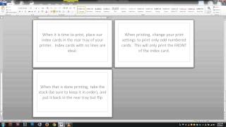 Printing notes on actual note/index cards -  Free Word Template