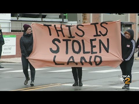 Protesters Gather At Bloomfield Columbus Day Parade