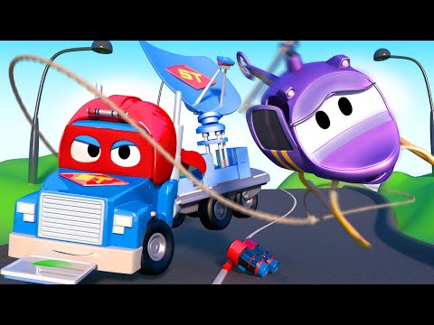 Carl der Supertruck ist ein Radarlastwagen und rettet Hela den Helikopter - Cartoons für Kinder 🚓 🚒