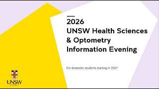 UNSW Health Sciences & Optometry Information Evening 2026