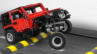 Cars vs MASSIVE Speed Bumps JEEP Wrangler Lego tec