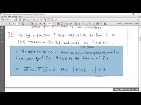 14.2 Limits and Continuity in Higher Dimensions Part 1