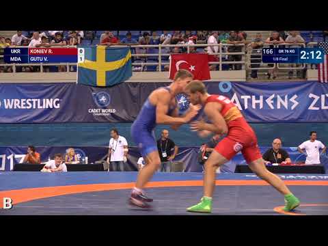 1/8 GR - 76 kg: R. KONIEV (UKR) df. V. GUTU (MDA) by VPO1, 3-2