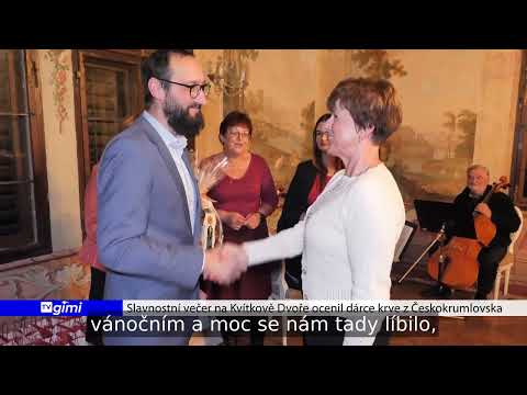 Slavnostní večer na Kvítkově Dvoře ocenil dárce krve z Českokrumlovska, náhled videosekvence