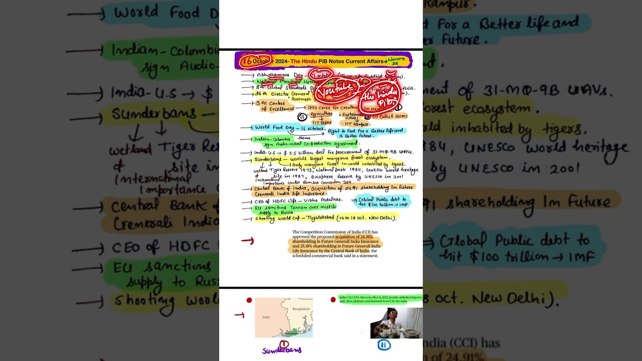 16 October 2024 | The Hindu Handwritten Notes For IAS PCS SSC|October 2024 Pib Current Affairs Notes