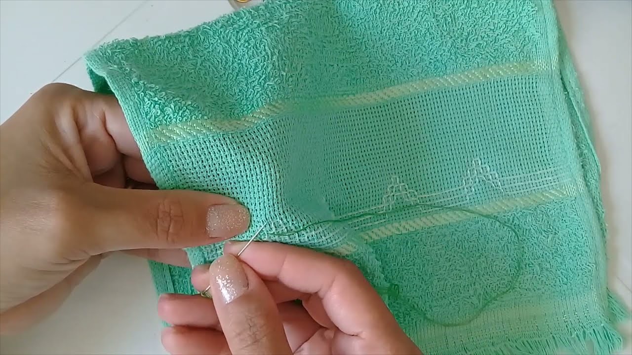 Toalha bordada - vagonite verde - passo a passo