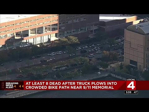 At least 8 killed by truck plowing into crowded bike path in lower Manhattan