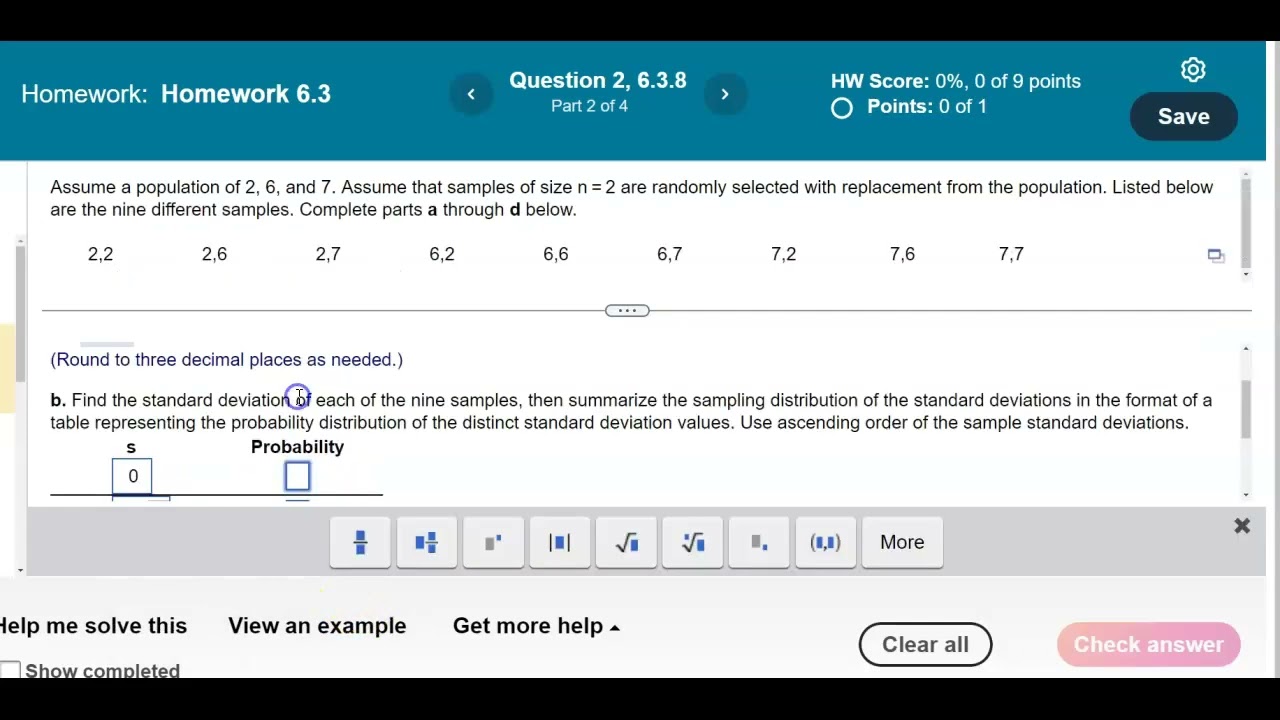 Math 14 HW 6.3.8 Is the sample standard deviation an unbiased estimator of the pop. stand. dev?