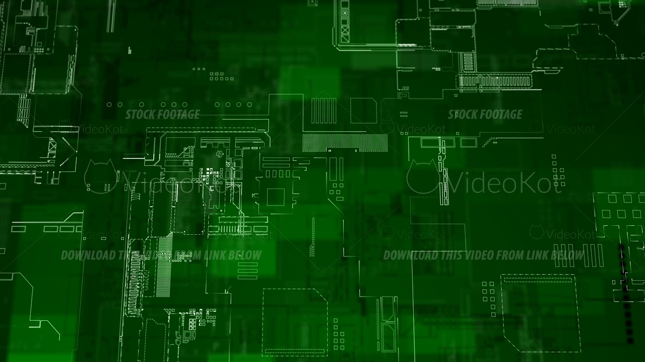 Green diagram of electronic circuit boards, looped background