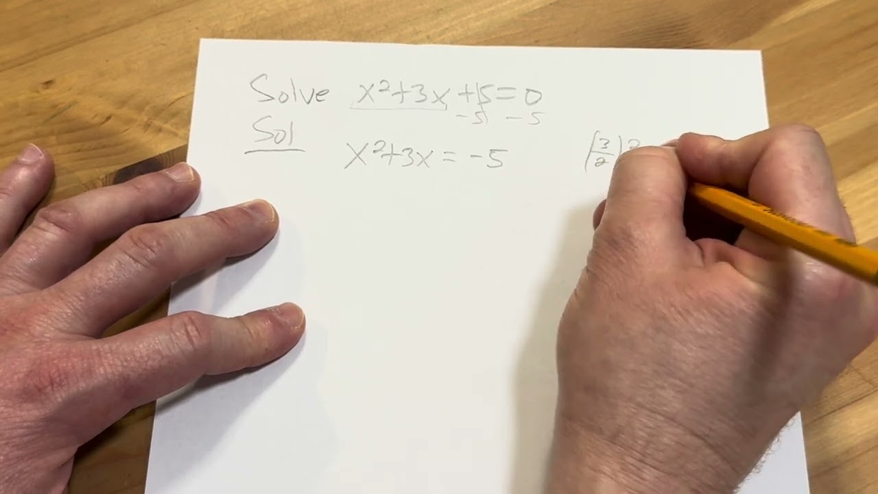 How to Solve the Quadratic Equation x^2 + 3x + 5 = 0 by Completing the Square