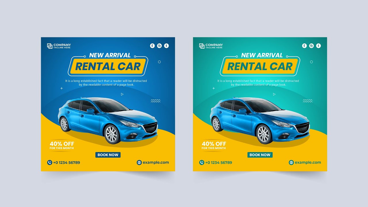 Car Rental Social Media Post Free Download | Car Rental Advertisement Web Banner