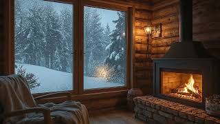 Snowstorm Cabin — Fireplace & Heavy Snow for Sleep