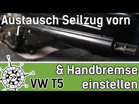 Adjusting the handbrake and replacing the front handbrake cable on a VW T5 ||  SOUND DOSE ON TOUR