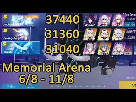 Heimdall 37440 (+20%), Doom 31360, Parvati 31040 | Memorial Arena Honkai Impact 3