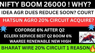 NIFTY 26000💥Waaree Renewable SHARE NEWS💥COFORGE NEWS IDEA NEWS HATSUN AGRO NEWS BHARAT WIRE NEWS
