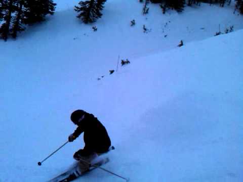 Kevin Alansky down the steeps of Snowbird