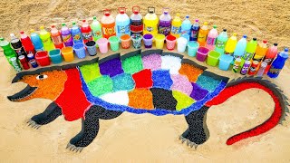 How to make Rainbow Alligator Snapping Turtle with Orbeez, Big Coca Cola, Fanta, Mirinda and Mentos