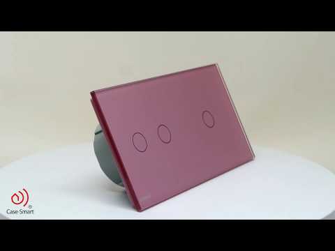 Interruptor doble + simple táctil Livolo de vidrio rosa