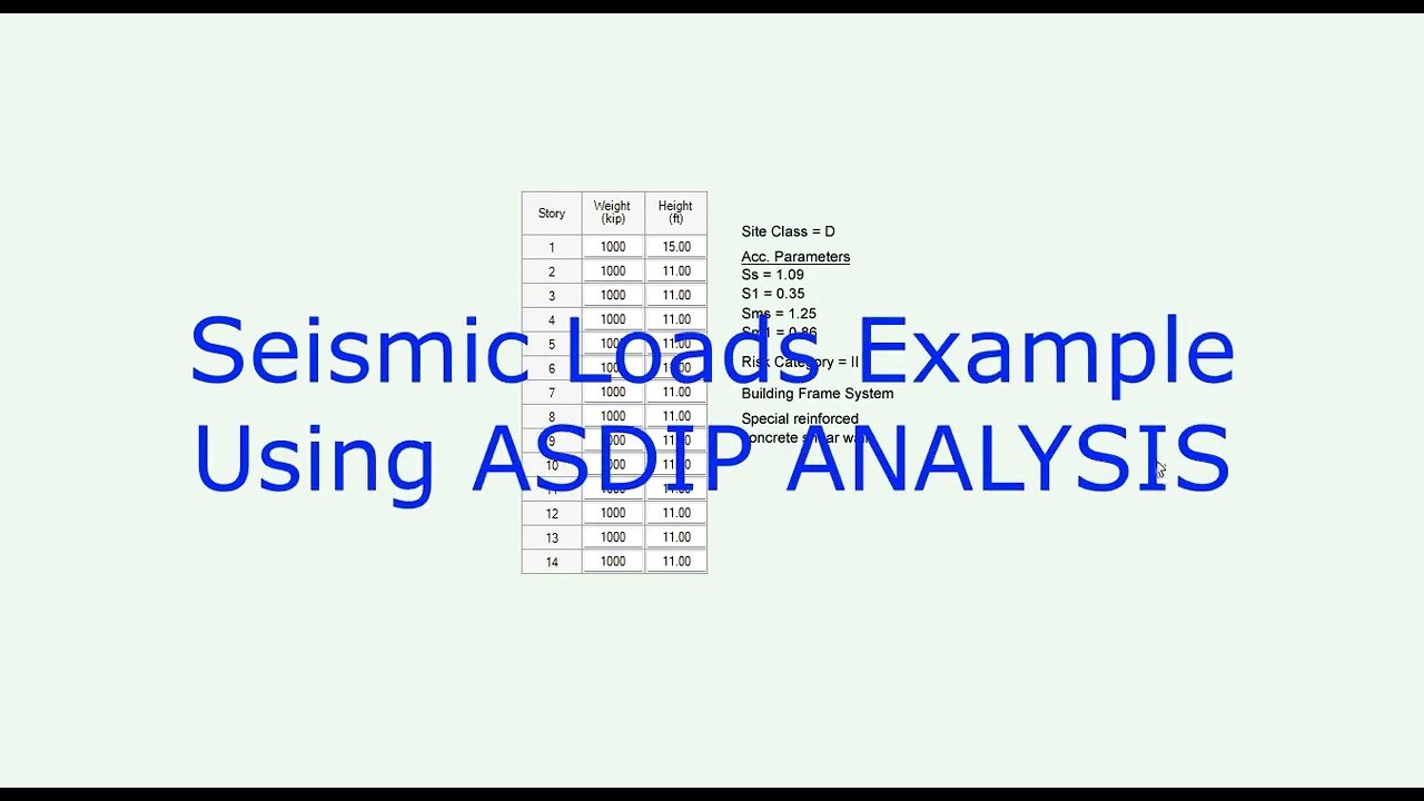Seismic Loads Example Using ASDIP ANALYSIS