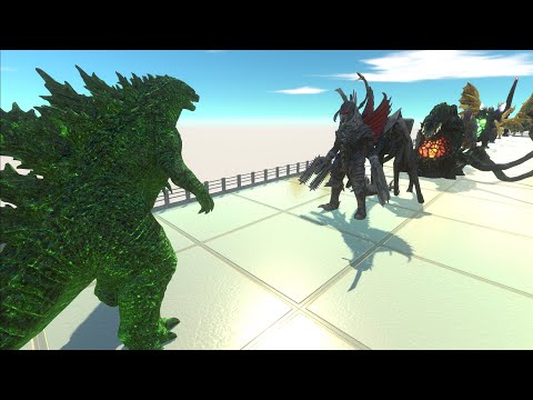 GODZILLA GREEN vs GHIDORAH  DEATH FALL - Animal Revolt Battle Simulator