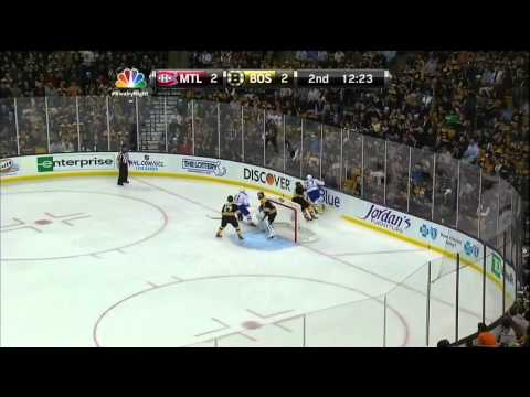 Brad Marchand crazy bounce goal 2-2 Mar 27 2013 Montreal Canadiens vs Boston Bruins NHL Hockey