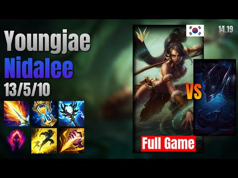 Youngjae Jungle Nidalee vs Nocturne lol KR solo rank Full Game 14.19