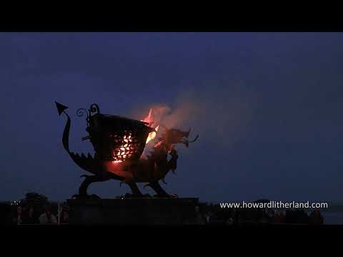 The Bagillt dragon beacon at Bettisfield, North Wales, lit for the Queens 70th jubilee.